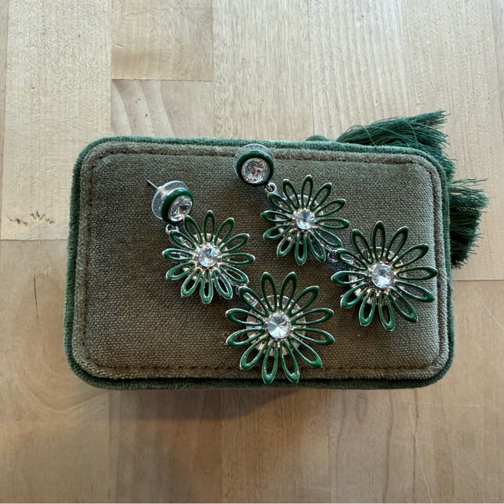 Ann Taylor Emerald Floral Earrings